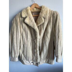 Vintage women's Ivory Mink fur & leather Jacket size L XL